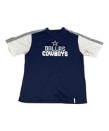Reebok Dallas Cowboys Blue Tshirt Large Stripe NFL Sleeve Retro Y2K Vintage - £25.73 GBP