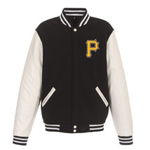 MLB Pittsburgh Pirates Reversible Fleece Jacket PVC Sleeves 2 Front Logos JHD - £94.13 GBP