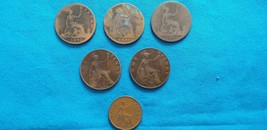Great Britain One Penny 1890, 1891, 1900, 1912 H, + Half Penny 1927 - LO... - $35.00