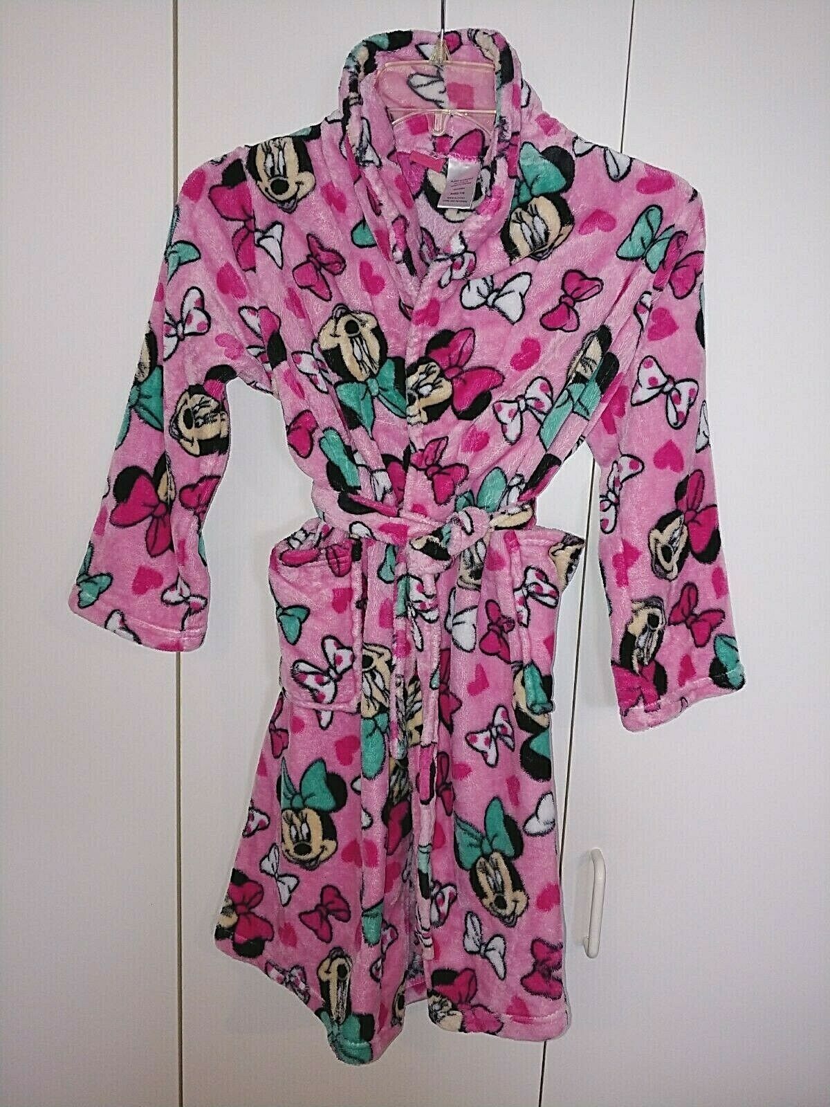 DISNEY GIRL'S 100% POLYESTER PINK MINNIE MOUSE FLEECE ROBE-7/8-WORN ONCE-WARM - $13.99