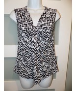 APT 9 Sleeveless Black/Gray/White Print Ruched Sleeveless Blouse Size XS... - $324.69 MXN