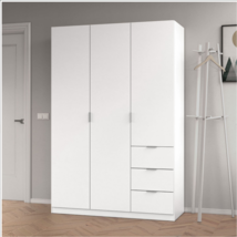 Cairo Artic White Compact 3 Door 3 Drawer Space-Saving 135cm Wardrobe - £413.44 GBP