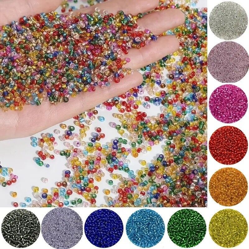2MM Unique Silver Filled Czech Glass Seed Beads 9 Gorgeous Colors 1000 beads