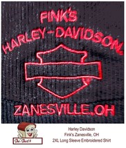 Harley Davidson Fink&#39;s Zanesville, OH - 2XL Long Sleeve Embroidered Shirt - £23.42 GBP
