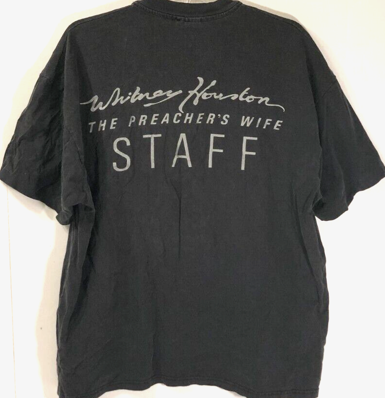 $175 Whitney Houston Japan Tour Staff Preacher's Wife VTG 90s Black T-Shirt XL - £171.33 GBP