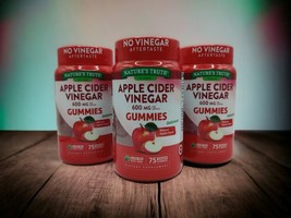 3x Natures Truth 600mg Apple Cider Vinegar Gummies 75 Vegan Apple Flav EXP 2/25 - £24.92 GBP