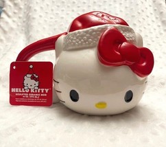 Santa Hello Kitty 16oz Holiday Sculpted Ceramic Mug-NEW - £16.58 GBP