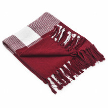 Red Woven Cotton Checkered Throw Blanket - £34.24 GBP