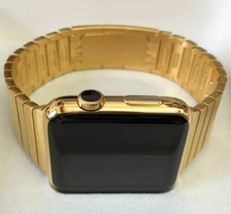 24K Gold Plated 42MM Apple Watch Series 2 Gold Link Band Custom Rare - £720.65 GBP