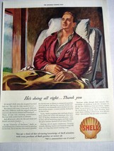 1942 WWII Color Shell Ad He&#39;s Doing All Right...Thank You Wounded Soldier - $9.99