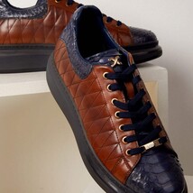 The Adler Snake Skin Tan & Navy Men Sneaker image 6