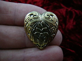 (b-heart-2) Heart lover Victorian brass pin pendant brooch I love hearts fashion - £10.31 GBP