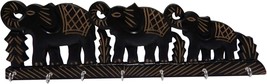 Key Holder Wall Vintage Organizer Hooks Wood Hanger Home Decor Elephants Black 7 - £15.71 GBP