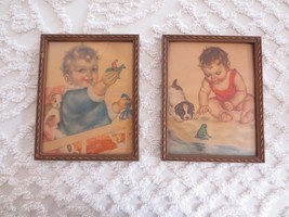 Pr 1940&#39;s Charlotte Becker Toddlers With Toys, Puppy &amp; Frog Prints-7.75&quot; X 9.75&quot; - £23.32 GBP