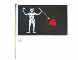 5&#39; Wood Flag Pole Kit Wall Mount Bracket 3x5 Pirate Edward Teach Blackbeard Flag - £26.58 GBP