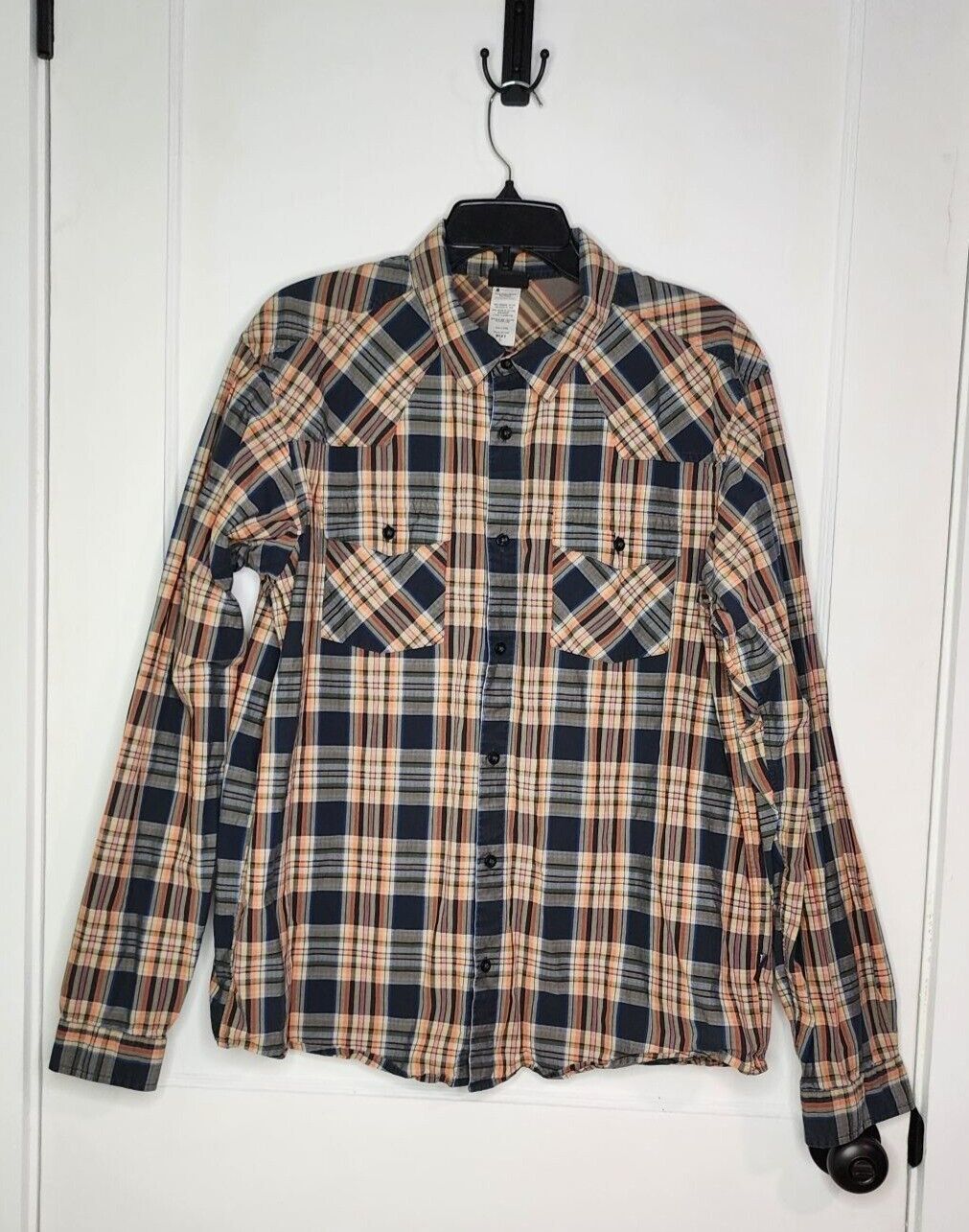 Patagonia Organic Cotton Shirt Mens Large Multi Color Plaid Hiking Outdoor - $23.38