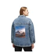 Mountain Landscape Denim Jacket | Painted Peaks Back Patch - $83.38