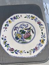 Enoch Wedgwood "Davenport" Cake Plate 11 3/4" Square blue mulit color VGC - $14.84