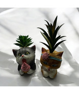 2 Purr-fect Planters Bradford Exchange Artificial Plants Sweet Pea &amp; Loki - $33.95
