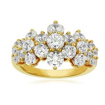 1.5Ct Simulated Diamond Cluster Wedding Ring In 14K Yellow Gold Plated Silver - £47.64 GBP