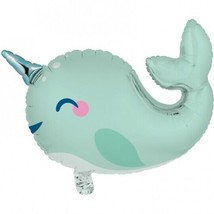 Narwhal Party Shaped Foil Balloon 27.5&quot; x 19&quot; Narwhal Balloon Decorations - £8.18 GBP