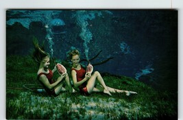 Weeki Wachee Mermaids Florida Postcard Women Underwater Eating Watermelon Act - £11.96 GBP