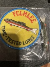 VINTAGE ORIGINAL Felmlee Time Tested Lures SEW ON Fishing PATCH W/ Lure - £14.92 GBP