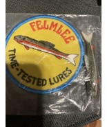 VINTAGE ORIGINAL Felmlee Time Tested Lures SEW ON Fishing PATCH W/ Lure - £14.94 GBP