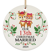 Our 13th Years Christmas Married Ornament Gift 13 Anniversary &amp; Cute Deer Couple - £11.83 GBP