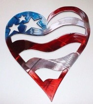 Stars &amp; Stripes Heart - Metal Wall Art - Red, White &amp; Blue 7&quot; - $267.11 MXN
