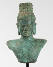 Antique Khmer Style Bronze Vishnu Torso Statue - Protector &amp; Preserver -24cm/10&quot; - $319.47