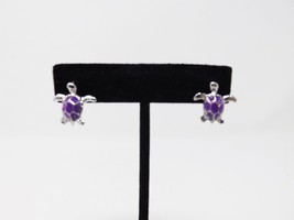 Silver &amp; Purple Turtle Pierced Stud Earrings - New - £10.45 GBP