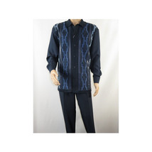 Men Silversilk 2pc Fancy walking leisure suit Italian woven knits 4407 Navy Blue image 11