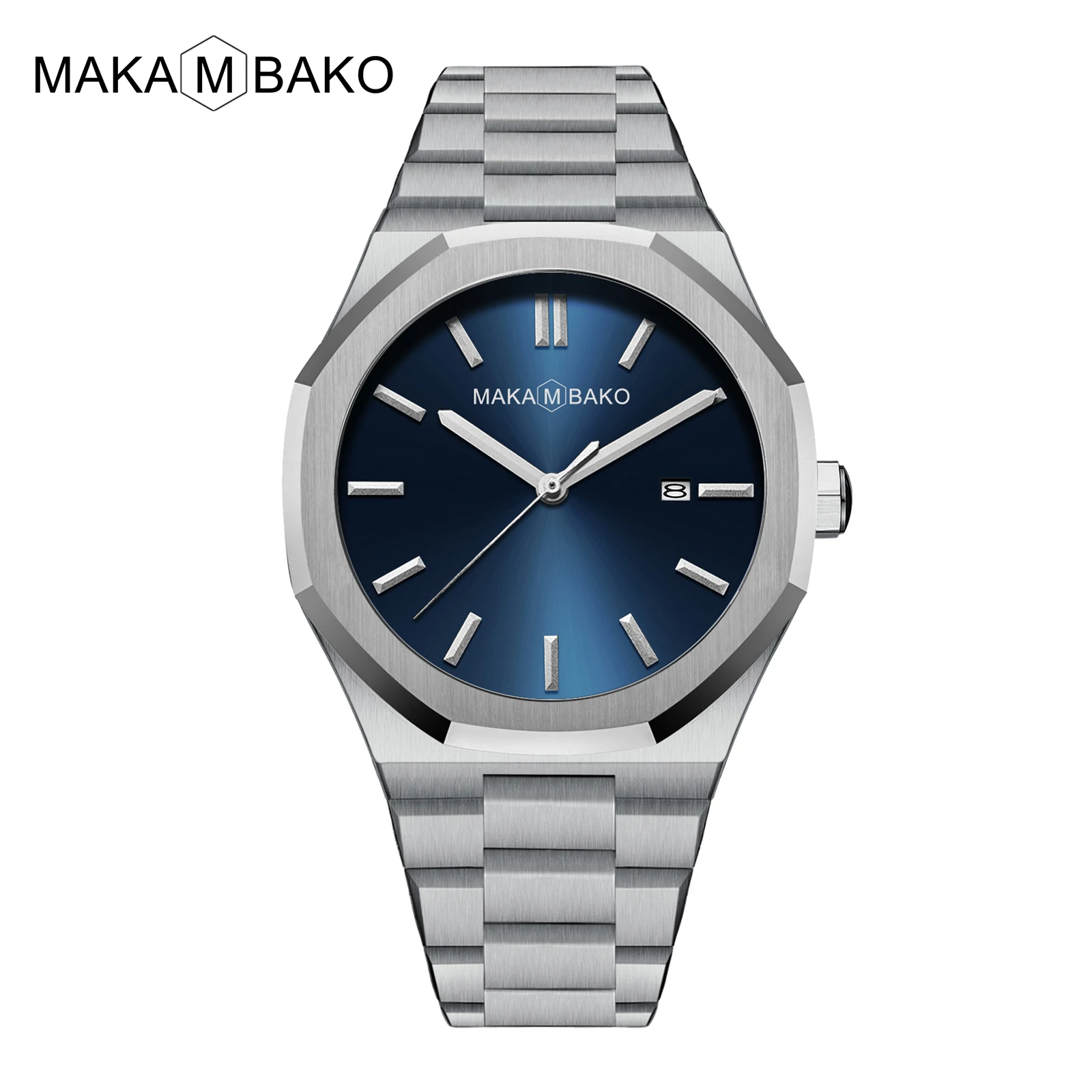  Stainless Steel Mens Watch Fashion Blue Green Dial MAKAMBAKO Japan Move... - £109.00 GBP