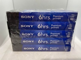 Sony Premium Grade T-120 VR VHS 6 Hour Blank Tapes for VCR NEW Sealed Lot of 5 - £14.23 GBP