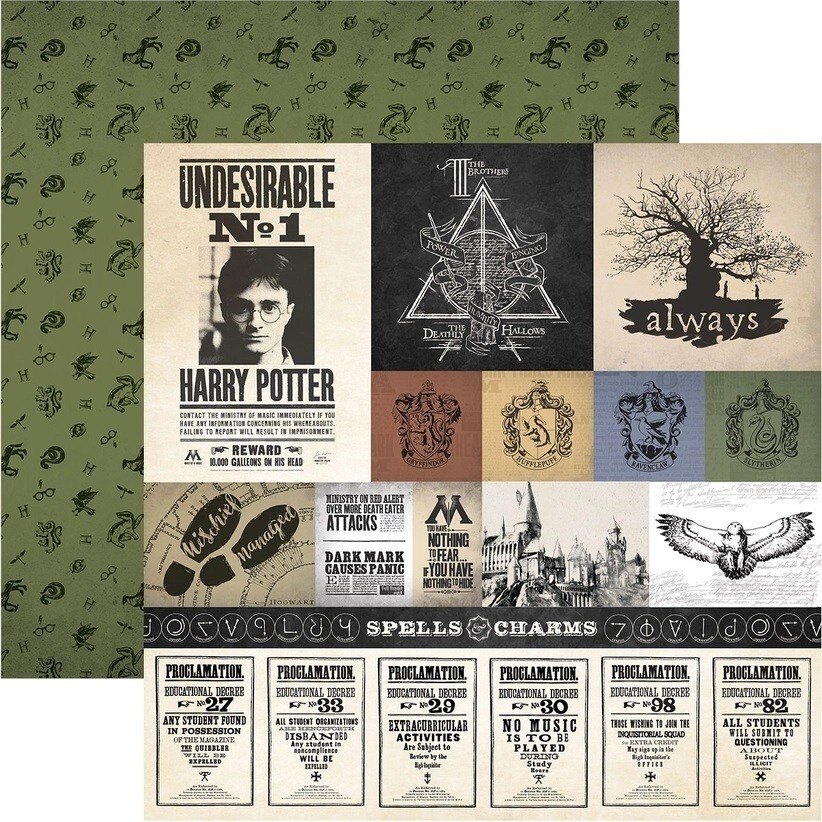 Harry Potter Parchment Tags Double Sided 12X12 Scrapbook Paper - Single ... - $1.73
