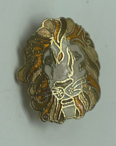 VTG Enamel Lion Head Hat Lapel Tie Pin Animal 1 Inch - £4.70 GBP