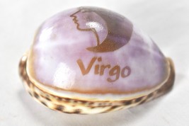 Vintage Hand Carved Virgo Zodiac On Cowrie Cowry Shell Seashell Astrology - £16.61 GBP