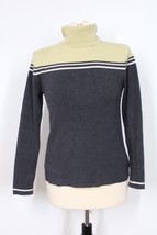 Eddie Bauer S Green Gray Rib-Knit Colorblock Stripe Turtleneck Top Sweater - £21.25 GBP