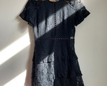 H&amp;M Black Lace Cocktail Tier Ruffle Dress Sz 6 Small - $14.84