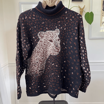 Vintage 80s 90s Cheetah Animal Print Chunky Sweater XL - $535.68 MXN