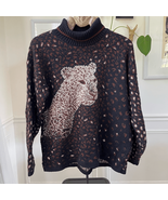 Vintage 80s 90s Cheetah Animal Print Chunky Sweater XL - $530.74 MXN