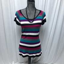 Maurices Knit Top Womens Large Measures Small Multicolor Striped Long Sweater - £11.51 GBP