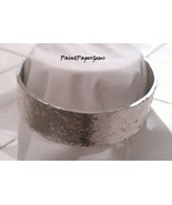 Handmade Silver-Color Metal Textured Cuff Bracelet - £5.50 GBP