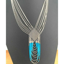 925 Sterling Silver &#39;&#39;liquid Silver&#39;&#39; Turquoise Necklace Sky - $118.81