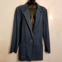 Lisa Josephs Denim Jacket size Medium Blue Single Button Cotton Blazer  - $29.69
