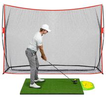 GOLF PRACTICE HITTING DRIVING RANGE NET AND MAT NETS FOR HOME BACKYARD G... - $356.39