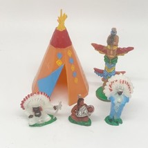 Vintage Cake Toppers Teepee Totem Pole Indians Papoose Hong Kong Lot of 6 - £7.52 GBP