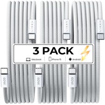 USB C Cable to USB C for Safe Certified 60W 3-Pack 6.6ft USBC to USBC Cable Type - £12.85 GBP