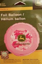 18 Inch John Deere Pink Camo Farm Tractor Birthday Party Round Foil Balloon - £6.20 GBP